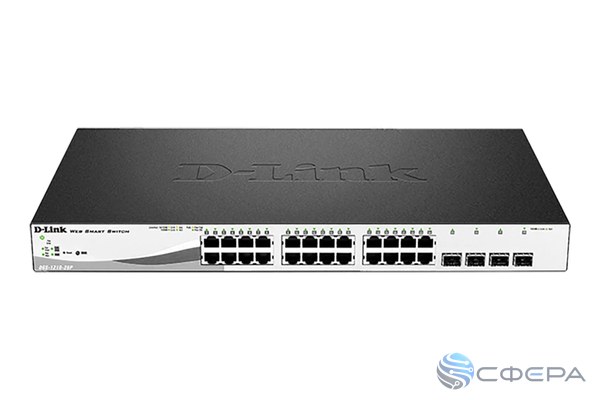 Коммутатор управляемый D-Link DGS-1210-28P, 24×1G PoE, 4×SFP